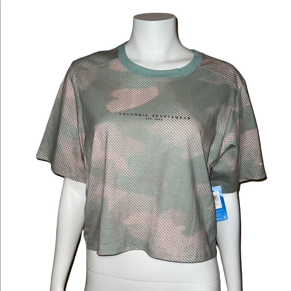 Columbia Park Box Aqua Tone Spotted Camo Boxy T-Shirt Women's Extra Large NWT - Picture 3 of 9